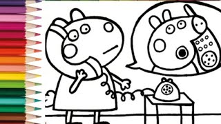 Drawing and Coloring Peppa Pig and Suzy Sheep Talking On The Phone |Easy Drawings for Kids#54