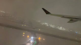 Takeoff from Toronto during winter snowstorm | Air Canada A220-300