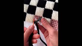 Wool yarn woven mesh carpet