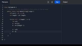 Array Reverse Java Swaping Without Using Third Variable