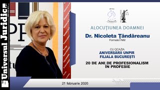 Discursul doamnei Nicoleta Țăndăreanu cu ocazia aniversării de 20 de ani a UNPIR Filiala București