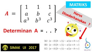 Cara Mencari Determinan Matriks 3x3  - Simak UI 2017 Matematika Dasar BELATIK matriks 4x4 next ?