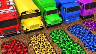 Learn Colors with Street Vehicle VS PACMAN Surprise SoccerBall in Magic Slide Sand for Kids