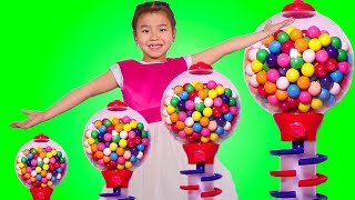 Smart Girl Wants a Giant Gumball Machine! Learns Colors - Funny Toys Video