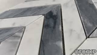 Marble Online - Carrara White Marble \u0026 Bardiglio Gray 1x4 Chevron Mosaic Tile Polished