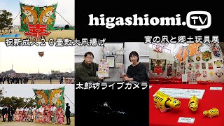 higashiomi.TV # 200☆「祝新成人２０畳敷大凧揚げ」と新春特別企画「寅の凧と郷土玩具展」をリポート！