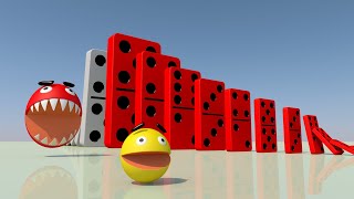 Red Dominoes- Pacman VS Regular Dominoes- Pacman