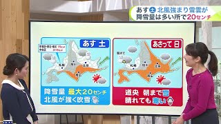 北海道【菅井さんの天気予報 11/22(金)】あすは道央圏とオホーツク海側で雪景色…降雪量は最大20センチ！週末の最新予報＆札幌10日間予報