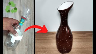 como hacer un jarron con botellas de plastico - florero con botellas plásticas