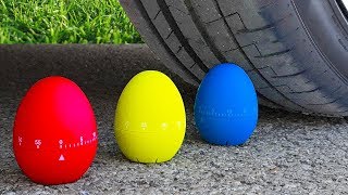 Crushing Crunchy & Soft Things by Car! EXPERIMENT  CAR VS COLOR EGGS
