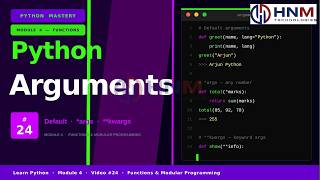 Python Function Arguments Explained | Default, Keyword & args | HNM TECHNOLOGIES