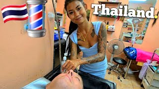 💈BARBER GIRL CREAM likes you RELAXED! (HEAD MASSAGE & Hair Washing ASMR) Pattaya