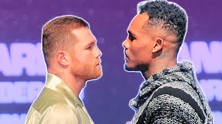 Jermell Charlo TOWERS over Canelo! sizes him up in first face off! • Canelo vs Charlo face off video