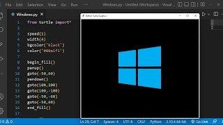 How to draw windows logo using python turtle | Microsoft | windows 10 | windows 11 | syntax error