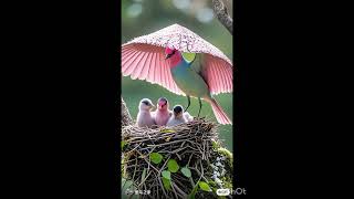 Nature's Wonder:Meet the Bird with the Most Adorable Feathered Family!#birds #motherbird#birdslover