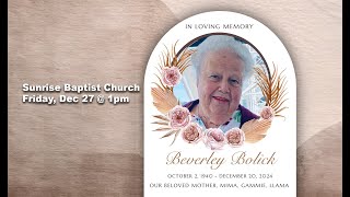 Bev Bolick Memorial Service