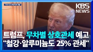 트럼프 “철강·알루미늄 25% 관세”…“가자 땅 중동에 줄 수도” / KBS  2025.02.10.