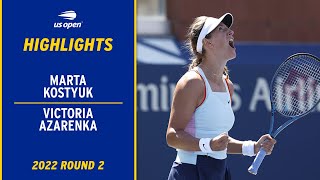 Marta Kostyuk vs. Victoria Azarenka Highlights | 2022 US Open Round 2
