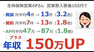 【年収１５０万UP】生命保険営業 AP1.8倍、契約率87%のFさん ハガキ営業＆テレアポ営業トークで商談3.2倍に　飛び込み営業、リフォーム営業、/営業塾助け舟