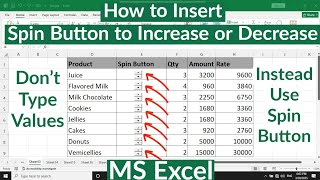 How to Insert Spin Button to Increase or Decrease Values in Excel | How to Use Spin Button in Excel