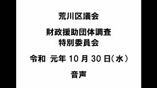 荒川区議会財政援助団体調査特別委員会（令和元年10月30日）