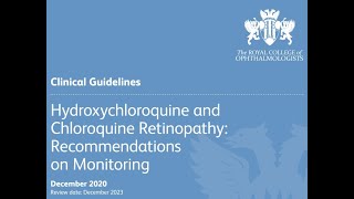 The Royal College of Ophthalmologists Recommendations for Hydroxychloroquine (Plaquenil) Retinopathy