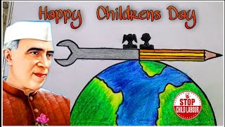 Children's Day Drawing| Children's Day Poster | Stop Child labour Poser Drawing