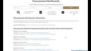 Pennsylvania Vital Records (Search Birth, Death, Marriage, Divorce, and Genealogy Online).
