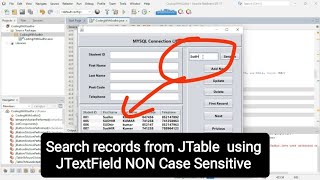 How to Search records from JTable in Java using JTextField NON Case Sensitive (Java)
