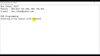 PHP Tutorial 61, Altering Array Values with foreach in PHP Programming