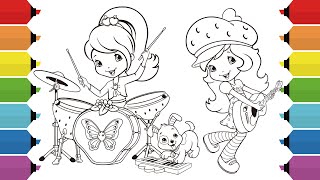 Coloring Strawberry Shortcake, Pupcake Dog & Plum Pudding Coloring Pages