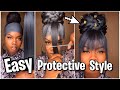 Recreating my popular bun and bang with braiding hair look | protective style