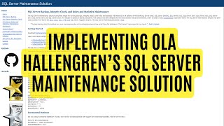 How-to Implement Ola Hallengren's SQL Server Maintenance Solution