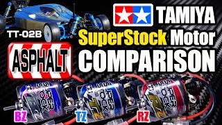 TAMIYA Super Stock Motor Comparison(TZ, RZ, BZ) by TT-02B(Ni-Cd 1600SP, TBLE-03S)TT-02