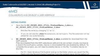 Shelly Cashman Excel 365/2021 | Module 11: SAM Critical Thinking Project 1c eMD |SC_EX365_2021_CT11c