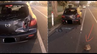 Aussiecams - Malicious random Rock attack on Vehicle captured on CCTV - VICTORIA