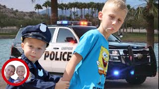 Sidewalk Cop Stops a Litterer | Police Officer Kids Pretend Play