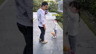 Dad kicked daughter and she caught him #cutebaby #fatherlove #funny #funnydaughter
