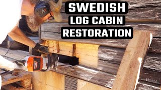 Log Cabin Restoration | Replacing rotten logs