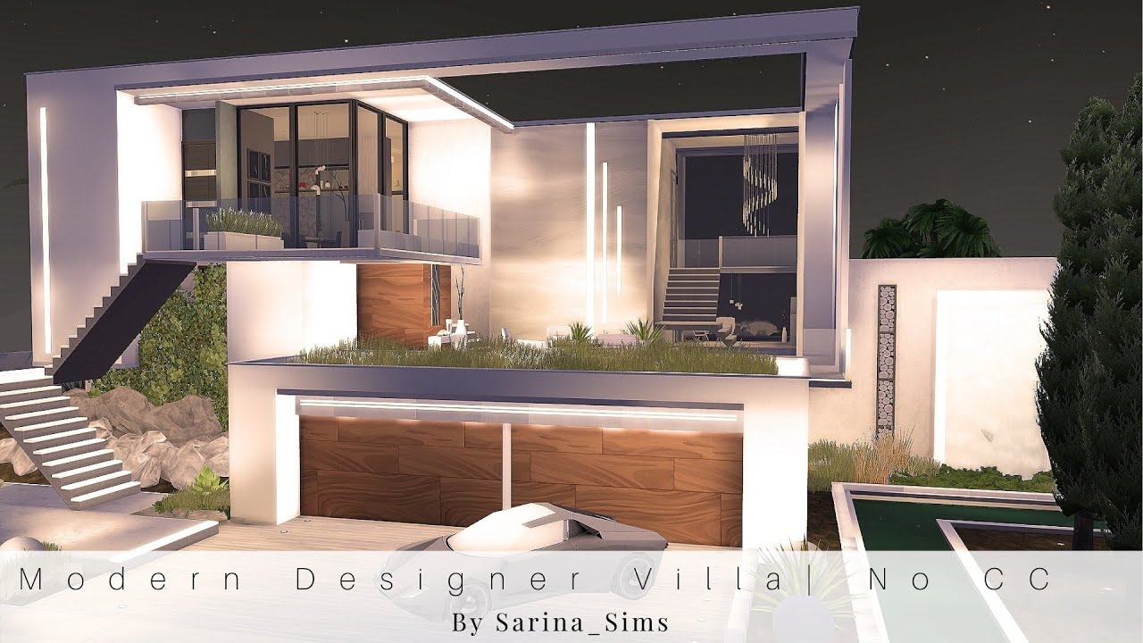 Modern Designer Villa | No CC | Stop Motion Build & Interior | The Sims ...