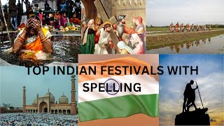 Indian Festivals Names with spelling | Top 30 Indian festivals with spelling | Famous Festivals.