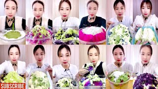 REQUESTED VIDEO | ASMR QIAN COLORFUL SHAVED ICE EATING WITH MATCHA \u0026 MILK POWDER