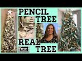 Pencil Christmas Tree Decorating | How to put a ribbon on a REAL Christmas tree | 2 TREES! 🎄