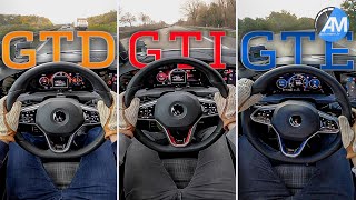 Golf 8 GTD vs. GTI vs. GTE | 0-100 & 100-200 km/h acceleration🏁 | by Automann