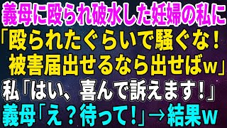 【スカッとする話】義母に殴られ破水した妊婦の私に、義母「殴られたぐらいで騒ぐな！被害届出せるなら出せばｗ」私「はい、喜んで訴えます！」義母「え？待って！」→結果ｗ【修羅場】