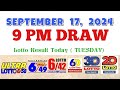 Lotto Result Today 9pm draw September 17 2024 6/58 6/49 6/42 6D Swertres Ez2 PCSO