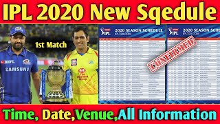 IPL 2020 New Schedule | 3 Big Updates on IPL Schedule | IPL 2020 Fixtures | IPL 2020 Schedule PDF
