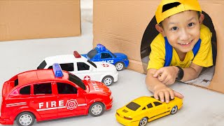 BooTiKaTi Play Toy Cars in Giant DIY Cardboard Playhouse and Learn Good Manner with PAW Patrol