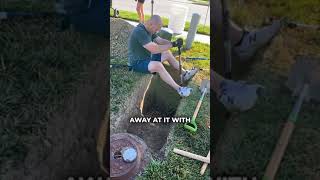 DIY lawn irrigation involves digging pits, running PVC, and placing sprinkler heads|Tiktok:@PharmDad