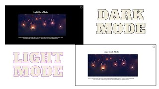 How to Create Light and Dark Mode || Light/Dark Theme Toggle with HTML, CSS & JavaScript